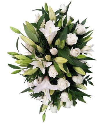 Cubre Urna, 20 Rosas, 10 Liliums | FloresparaFuneral.cl