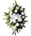 Cubre Urna, 25 Rosas Blancas, 10 Liliums Blancos