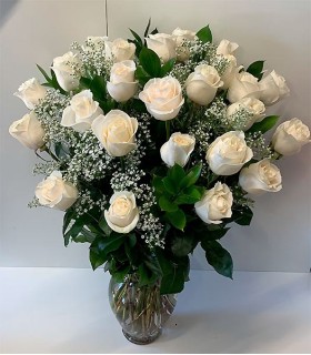 Florero de 24 Rosas Blancas | FloresparaFuneral.cl