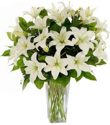 Florero 10 Liliums Blancos | FloresparaFuneral.cl