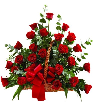 Canasta 24 Rosas Rojas | FloresparaFuneral.cl