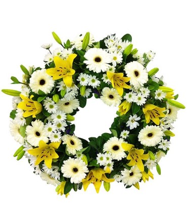 Corona, 7 Liliums, 15 Gerberas, Maules | FloresparaFuneral.cl