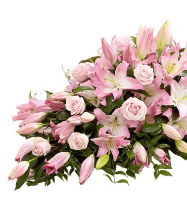 Cubre Urna, Rosas Rosadas, Liliums Rosados | FloresparaFuneral