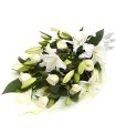 Ramo 8 Rosas Blancas, 4 Varas de Liliums Blancos