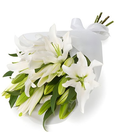 Ramo 8 Varas de Liliums Blancos | FloresparaFuneral.cl