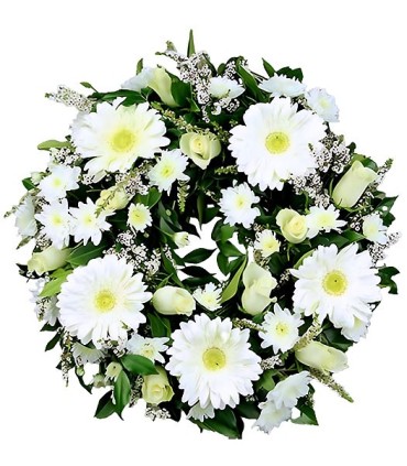 Corona, 5 Gerberas, 10 Rosas, Maules | FloresparaFuneral.cl