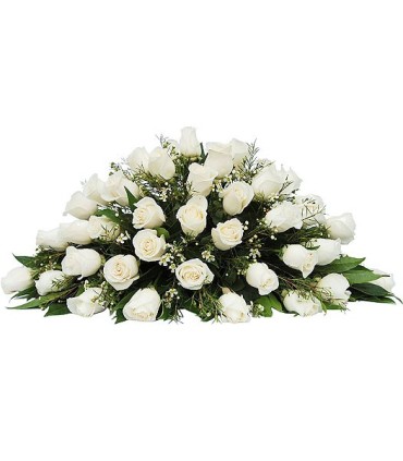 Cubre Urna 60 Rosas Blancas | FloresparaFuneral.cl
