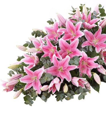 Cubre Urna 24 Liliums Rosados | FloresparaFuneral.cl
