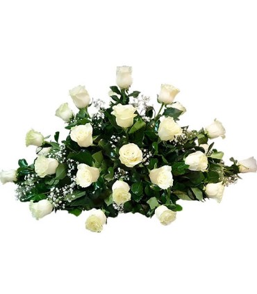 Cubre Urna 25 Rosas Blancas | FloresparaFuneral.cl